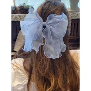 Blue Chiffon Hair Bow Clips Imported from Japan